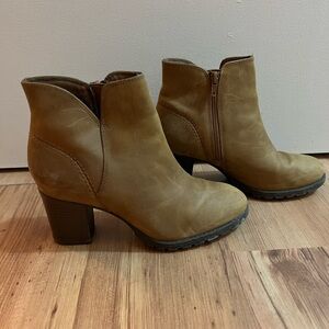 Brown Clark Heeled Ankle Booties